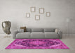 Machine Washable Persian Pink Traditional Rug in a Living Room, wshtr4054pnk