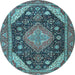 Round Persian Light Blue Traditional Rug, tr4054lblu