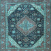 Square Machine Washable Persian Light Blue Traditional Rug, wshtr4054lblu