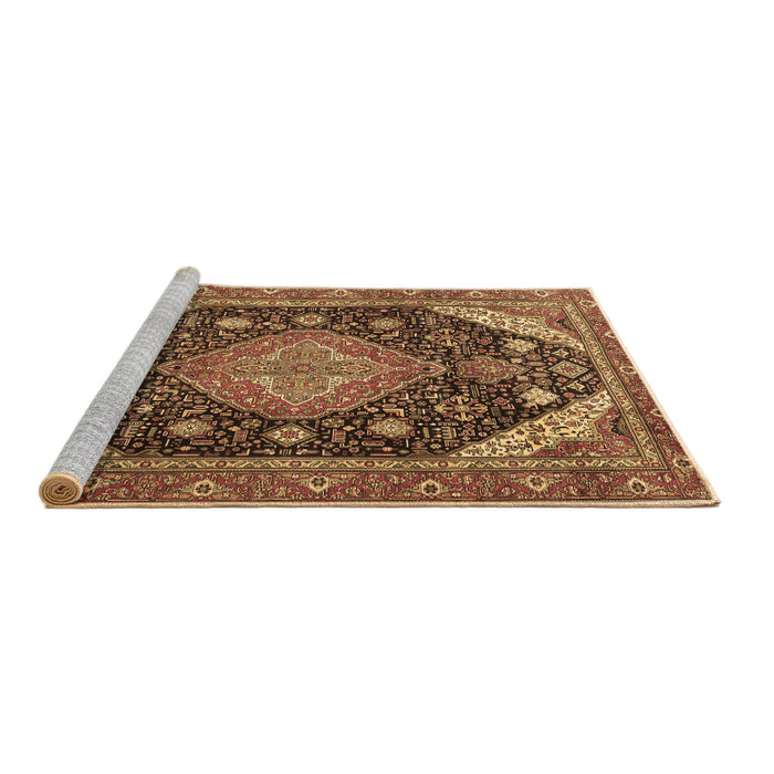 Sideview of Machine Washable Persian Brown Traditional Rug, wshtr4054brn