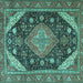 Square Persian Turquoise Traditional Rug, tr4054turq