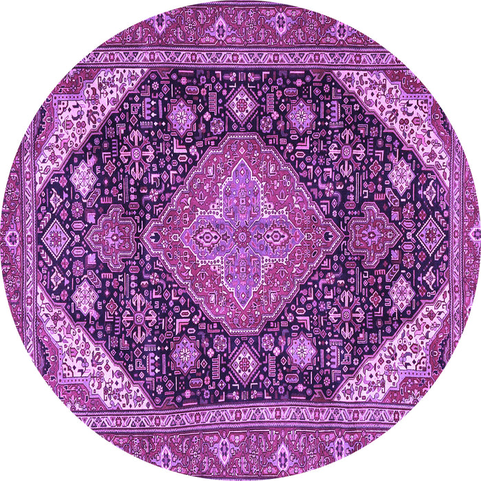Round Machine Washable Persian Purple Traditional Area Rugs, wshtr4054pur