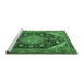 Sideview of Machine Washable Persian Emerald Green Traditional Area Rugs, wshtr4054emgrn