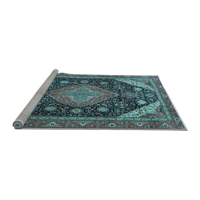 Sideview of Machine Washable Persian Light Blue Traditional Rug, wshtr4054lblu