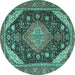 Round Persian Turquoise Traditional Rug, tr4054turq