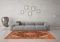 Machine Washable Persian Orange Traditional Rug, wshtr4054org