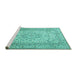 Sideview of Machine Washable Persian Turquoise Traditional Area Rugs, wshtr4055turq