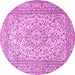 Round Machine Washable Persian Pink Traditional Rug, wshtr4055pnk
