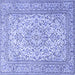 Square Machine Washable Persian Blue Traditional Rug, wshtr4055blu