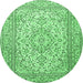 Round Persian Emerald Green Traditional Rug, tr4055emgrn