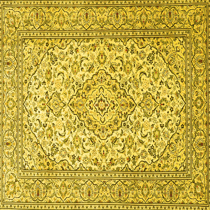 Square Machine Washable Persian Yellow Traditional Rug, wshtr4055yw