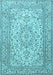 Machine Washable Persian Light Blue Traditional Rug, wshtr4055lblu