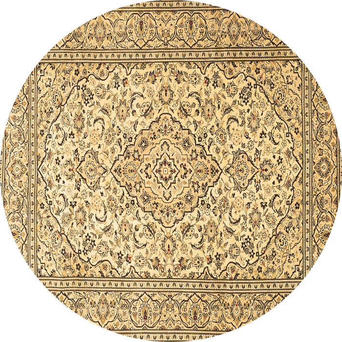 Round Machine Washable Persian Brown Traditional Rug, wshtr4055brn