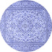Round Machine Washable Persian Blue Traditional Rug, wshtr4055blu