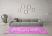 Machine Washable Persian Pink Traditional Rug in a Living Room, wshtr4055pnk