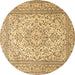 Round Persian Brown Traditional Rug, tr4055brn