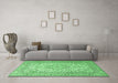 Machine Washable Persian Emerald Green Traditional Area Rugs in a Living Room,, wshtr4055emgrn