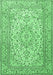 Machine Washable Persian Emerald Green Traditional Area Rugs, wshtr4055emgrn