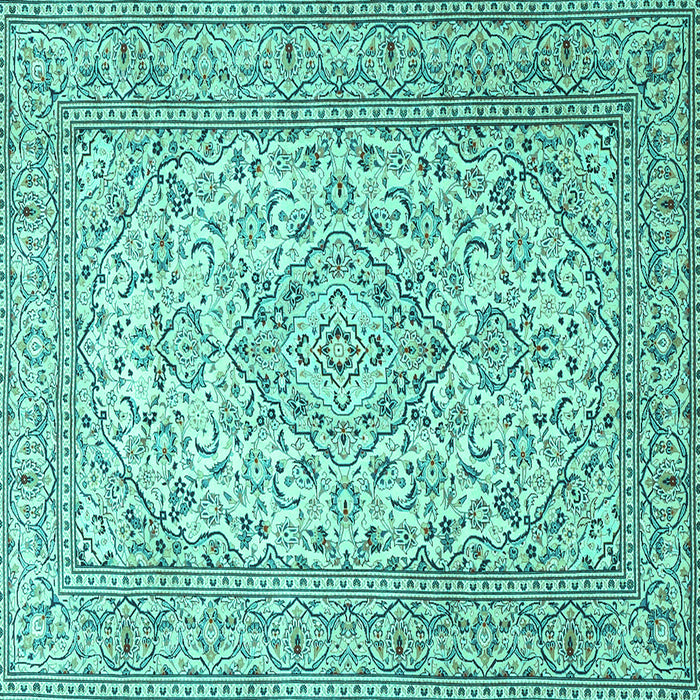 Square Machine Washable Persian Turquoise Traditional Area Rugs, wshtr4055turq