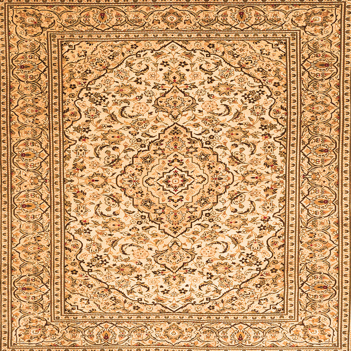 Round Machine Washable Persian Orange Traditional Area Rugs, wshtr4055org