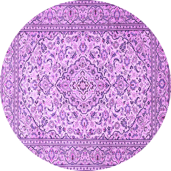 Round Machine Washable Persian Purple Traditional Area Rugs, wshtr4055pur