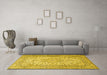 Machine Washable Persian Yellow Traditional Rug in a Living Room, wshtr4055yw