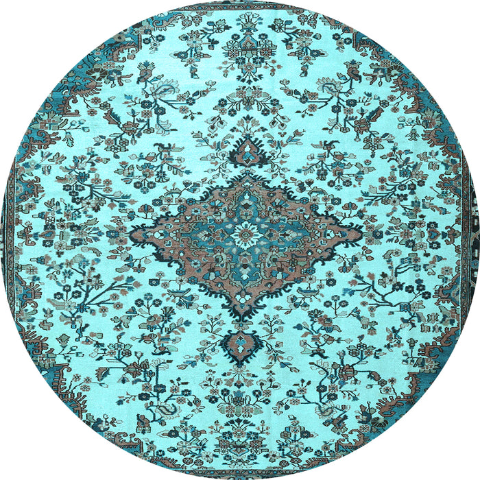 Round Persian Light Blue Traditional Rug, tr4056lblu