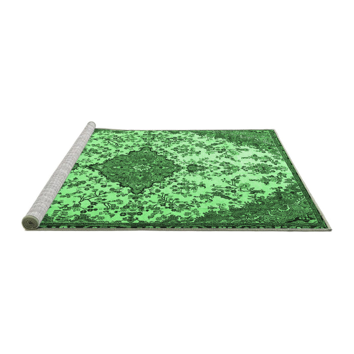 Sideview of Machine Washable Persian Emerald Green Traditional Area Rugs, wshtr4056emgrn