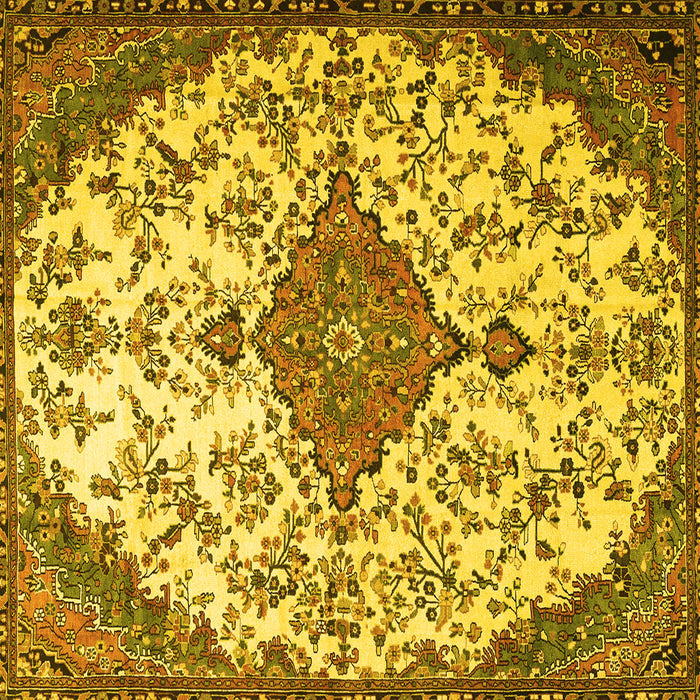 Square Persian Yellow Traditional Rug, tr4056yw