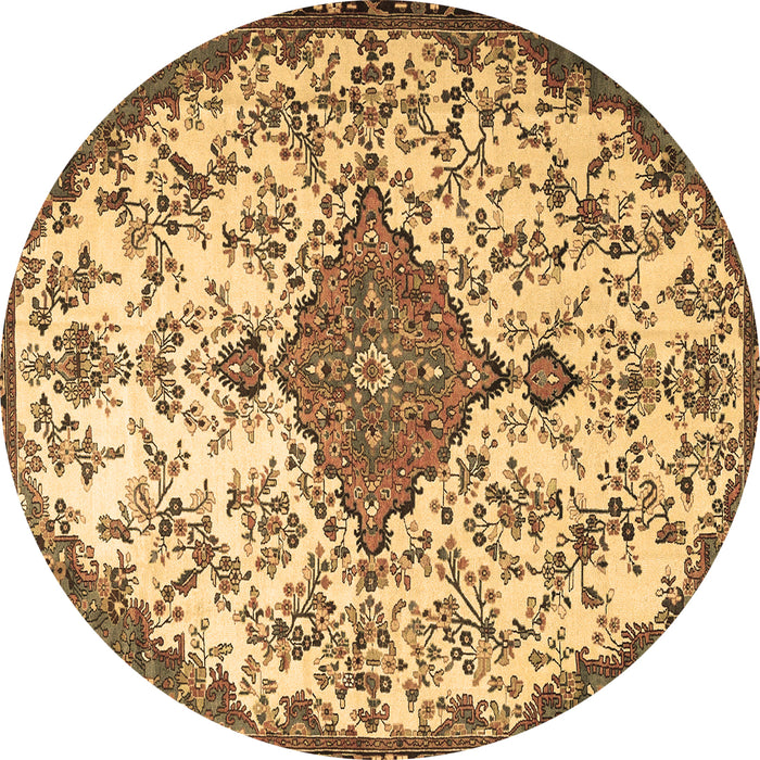 Round Machine Washable Persian Brown Traditional Rug, wshtr4056brn