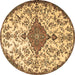 Round Machine Washable Persian Brown Traditional Rug, wshtr4056brn