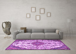 Machine Washable Persian Purple Traditional Area Rugs in a Living Room, wshtr4056pur