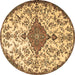 Round Persian Brown Traditional Rug, tr4056brn
