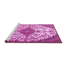 Sideview of Machine Washable Persian Pink Traditional Rug, wshtr4056pnk
