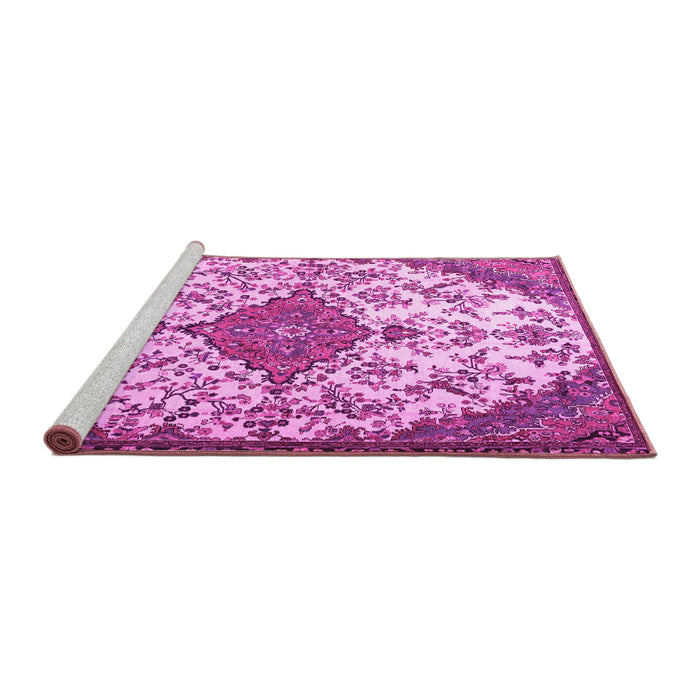 Sideview of Machine Washable Persian Pink Traditional Rug, wshtr4056pnk