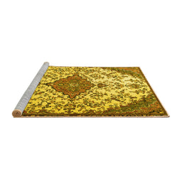 Sideview of Machine Washable Persian Yellow Traditional Rug, wshtr4056yw