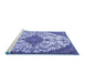 Sideview of Machine Washable Persian Blue Traditional Rug, wshtr4056blu