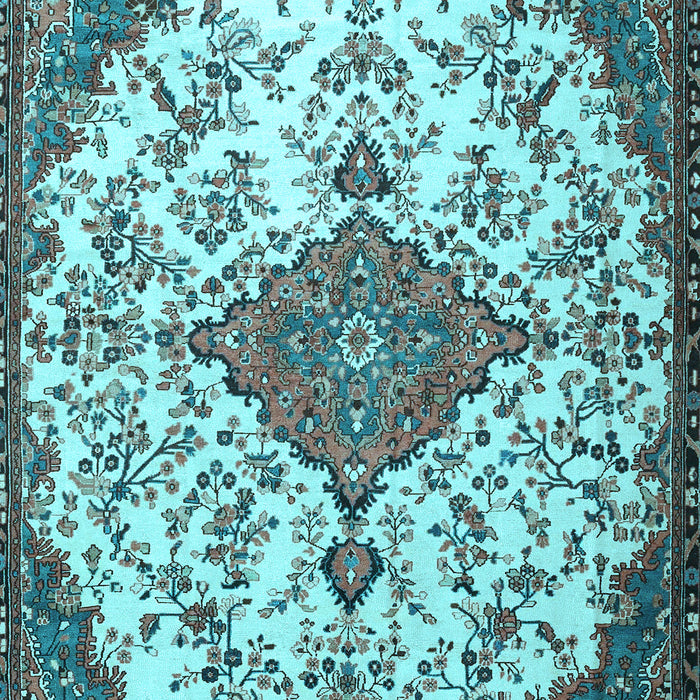 Machine Washable Persian Light Blue Traditional Rug, wshtr4056lblu