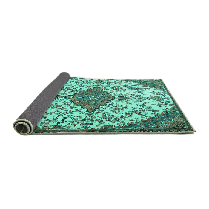 Sideview of Persian Turquoise Traditional Rug, tr4056turq