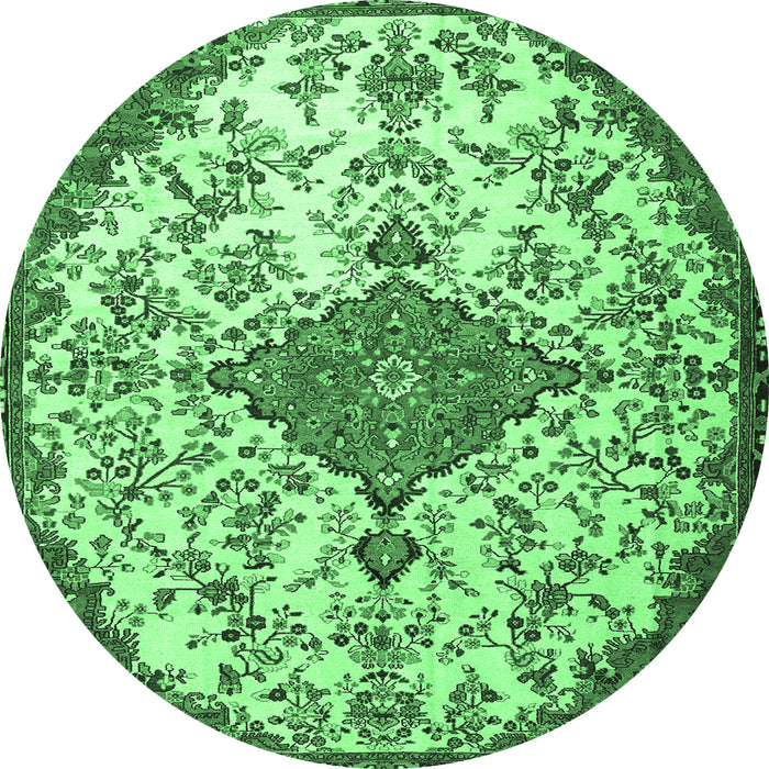 Round Persian Emerald Green Traditional Rug, tr4056emgrn