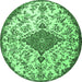 Round Persian Emerald Green Traditional Rug, tr4056emgrn