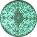 Round Persian Turquoise Traditional Rug, tr4056turq