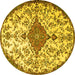 Round Persian Yellow Traditional Rug, tr4056yw