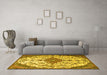 Machine Washable Persian Yellow Traditional Rug in a Living Room, wshtr4056yw