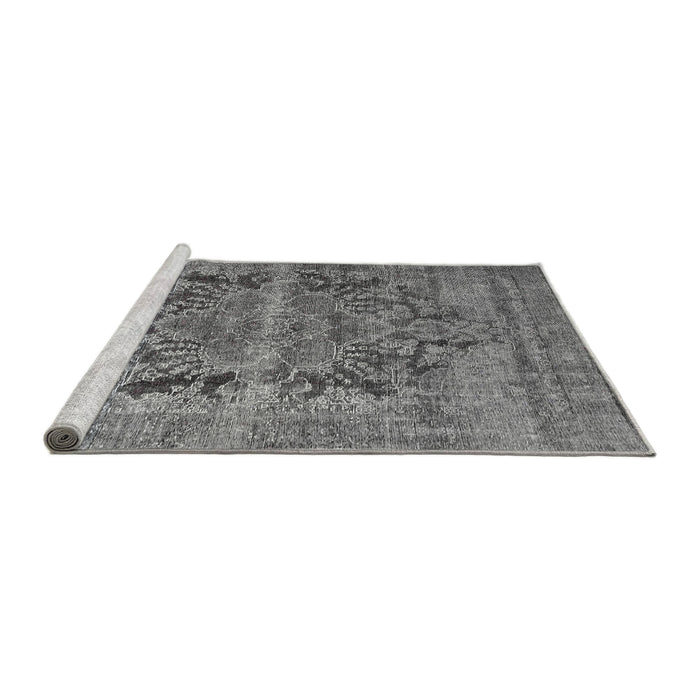 Sideview of Machine Washable Traditional Dark Gray Rug, wshtr4057