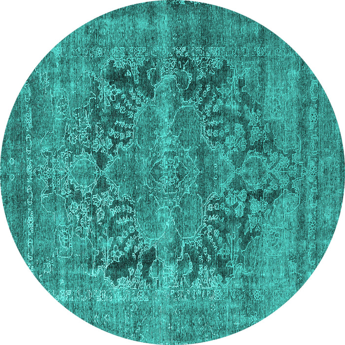 Round Persian Turquoise Traditional Rug, tr4057turq