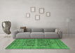 Machine Washable Persian Emerald Green Traditional Area Rugs in a Living Room,, wshtr4057emgrn
