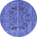 Round Persian Blue Traditional Rug, tr4057blu