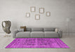 Machine Washable Persian Pink Traditional Rug in a Living Room, wshtr4057pnk