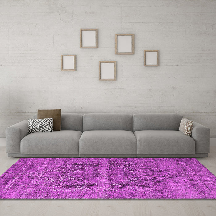 Machine Washable Persian Pink Traditional Rug in a Living Room, wshtr4057pnk